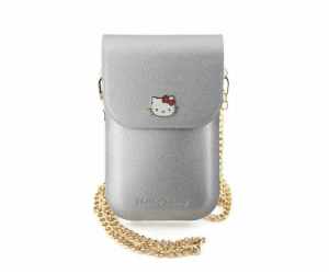 Hello Kitty PU Metal Logo Leather Wallet Phone Bag Silver...