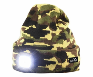 LED čelovka Cattara čepice ARMY s LED svítilnou USB nabíjení