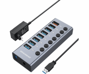 Graugear USB HUB Graugear 7portový USB-A 3.0 HUB + 1x Lad...