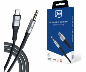 3mk audio kabel - AUX Cable USB-C - Jack 3,5 mm, 1m, černá