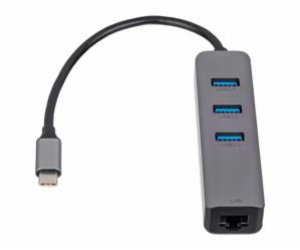 Akyga Hub USB type C - USB 3.0 3-port + Ethernet