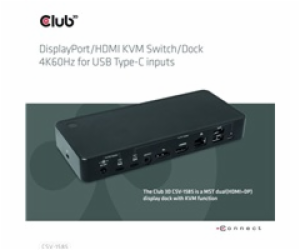 Club3D Dokovací stanice DisplayPort / HDMI KVM Switch, US...