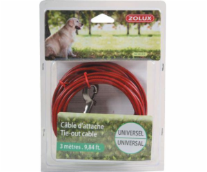 Vodítko Zolux TIE-OUT Cable, červené, 3m