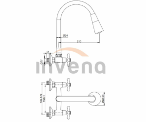 Kuchyňská baterie Invena Roma BC-24-E4S-L, černá/chrom