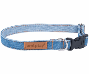 Nastavitelný límec Amiplay Denim, modrý, 350-500x20 mm