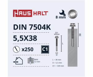 Samořezné šrouby Haushalt, DIN 7504K, 5,5 x 38 mm, 250 ks.