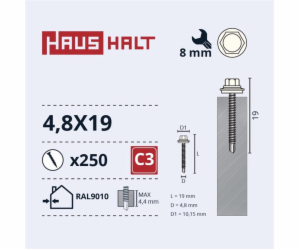 SAVISR 4,8X19 MET+EPDM RAL9010 (250-12)