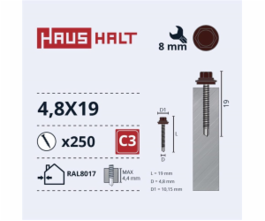 SAVISR 4,8X19 MET+EPDM RAL8017 (250-12)