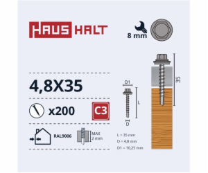  SAVISR 4.8X35 MED+EPDM RAL9006 (200-12)