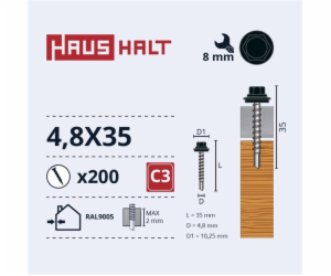  SAVISR 4.8X35 MED+EPDM RAL9005 (200-12)