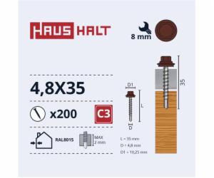 SAMOŘEZACÍ 4,8X35 MED+EPDM RAL8015 (200-12)