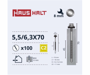 Samořezné šrouby Haushalt, DIN 7504K, 5,5/6,3 x 70 mm, 10...