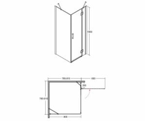 SPRCHOVÁ KABINA BESCO VIVA 195 80X80 LEVÁ.