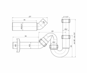 Sifon Aniplast DY0136EU, 1 1/2 x 40, bez ventilu