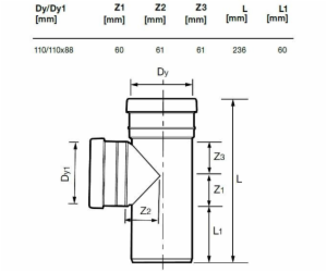 Venkovní drenážní tričko Wavin, O 110 / 110 mm, 88°