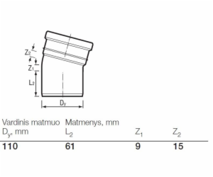 Venkovní drenážní koleno Wavin, O 110 mm, 15°