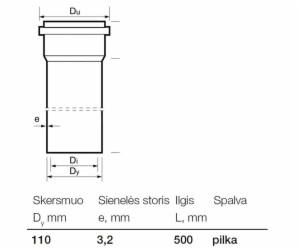 Vnitřní kanalizační PVC trubka Wavin, O 110 mm, 0,5m