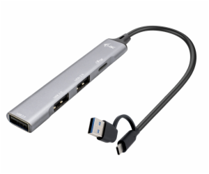 i-tec USB-C/USB-A Metal Charging + data HUB, 15W per port...