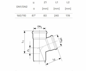 T-kus pro venkovní kanalizaci Magnaplast, O 110 / 160 mm,...