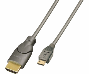 Lindy microUSB - HDMI USB kabel 2 m černý (41567)