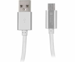 Natec USB-A - microUSB USB kabel 1 m stříbrný (NKA-1211)