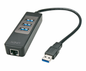 Lindy USB HUB 1x RJ-45 + 3x USB-A 3.0 (43176)