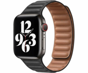 Strado kožený řemínek, pásek pro Apple Watch 7 45mm (čern...