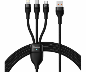 Baseus USB-A - USB-C + microUSB + Lightning kabel 1,2 m č...