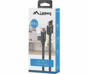 Lanberg USB-A - USB-C USB kabel 0,5 m černý (CA-USBO-15CU...