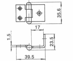 Nábytkový pant F2-38, 42 x 30 x 1 mm