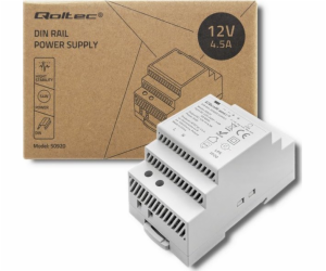 Qoltec Napájecí zdroj na DIN lištu 54W | 12V | 4,5A | Šedá