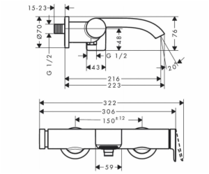 Hansgrohe Vivenis 75420000, chrom Koupelnová baterie