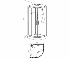 KAB SPRCHOVÁ MASÁŽ K3501 90X90X220 S PODLOŽKOU
