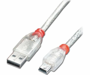 Lindy USB-A - miniUSB USB kabel 1 m průhledný (41782)