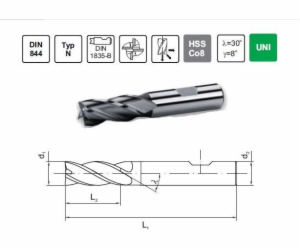 Fréza čelní fanar NFPA FI 5.0 13/57 Z4 HB6 HSSE DIN 844 -...