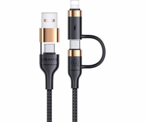 Usams USB-A – USB-C + Lightning kabel 1,2 m černý (Usa001...