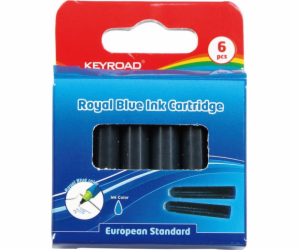 Inkoustové náplně Keyroad Blue pro pera, 6 kusů