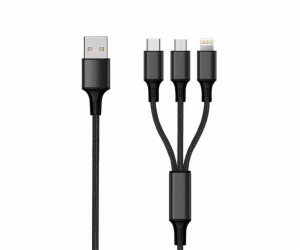 USB 2GO USB-A - USB-C + microUSB + Lightning kabel 1,5 m ...