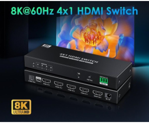 PremiumCord HDMI switch 4:1 s podporou rozlišení 8K@60Hz,...