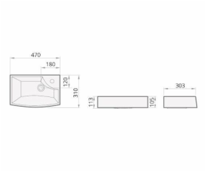 Umyvadlo PAA MINI STEP, 470×310 mm