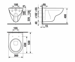 WC závěsné JIKA LYRA PLUS, 350×530 mm