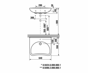 Umyvadlo pro tělesně postižené JIKA MIO, 640×550 mm