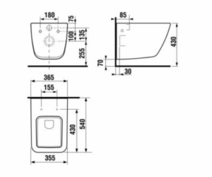 Závěsné WC JIKA CUBITO PURE, 355×540 mm