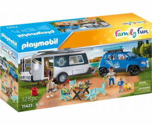 PLAYMOBIL 71423 Zábavný rodinný karavan s autem, Stavebnice