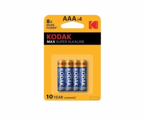 Baterie Kodak AAA MAX alkalická 4 ks, blistr