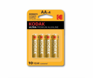 Baterie Kodak AA ULTRA PREMIUM alkalická 4 ks, blistr