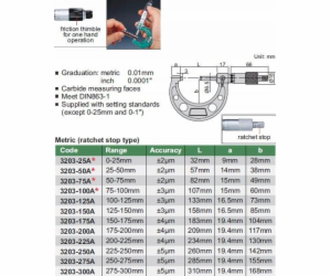 Velikost MIKROMETR 275-300 STANDARD