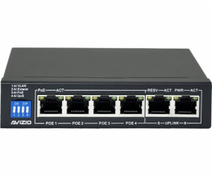 AVIZIO Switch 4x RJ45 PoE 1Gb/s + 2x RJ45 Uplink 1Gb/s