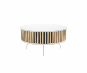 Table RONDA 90 white slatted oak