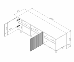 Cama RTV skříňka PAFOS 150x42x52 Černá mat